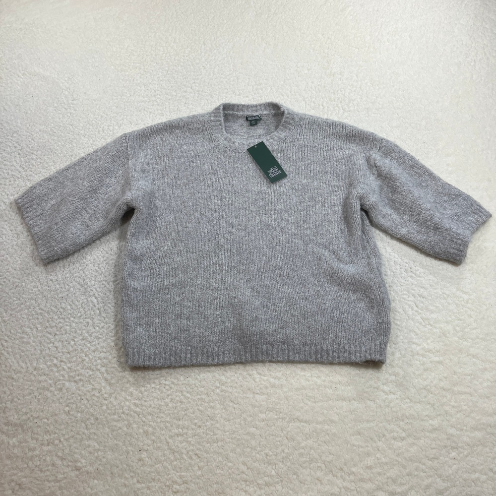 Wild Fable Sweater Womens XXS Gray G94087 Crew Neck Short Sleeve Boucle Knit